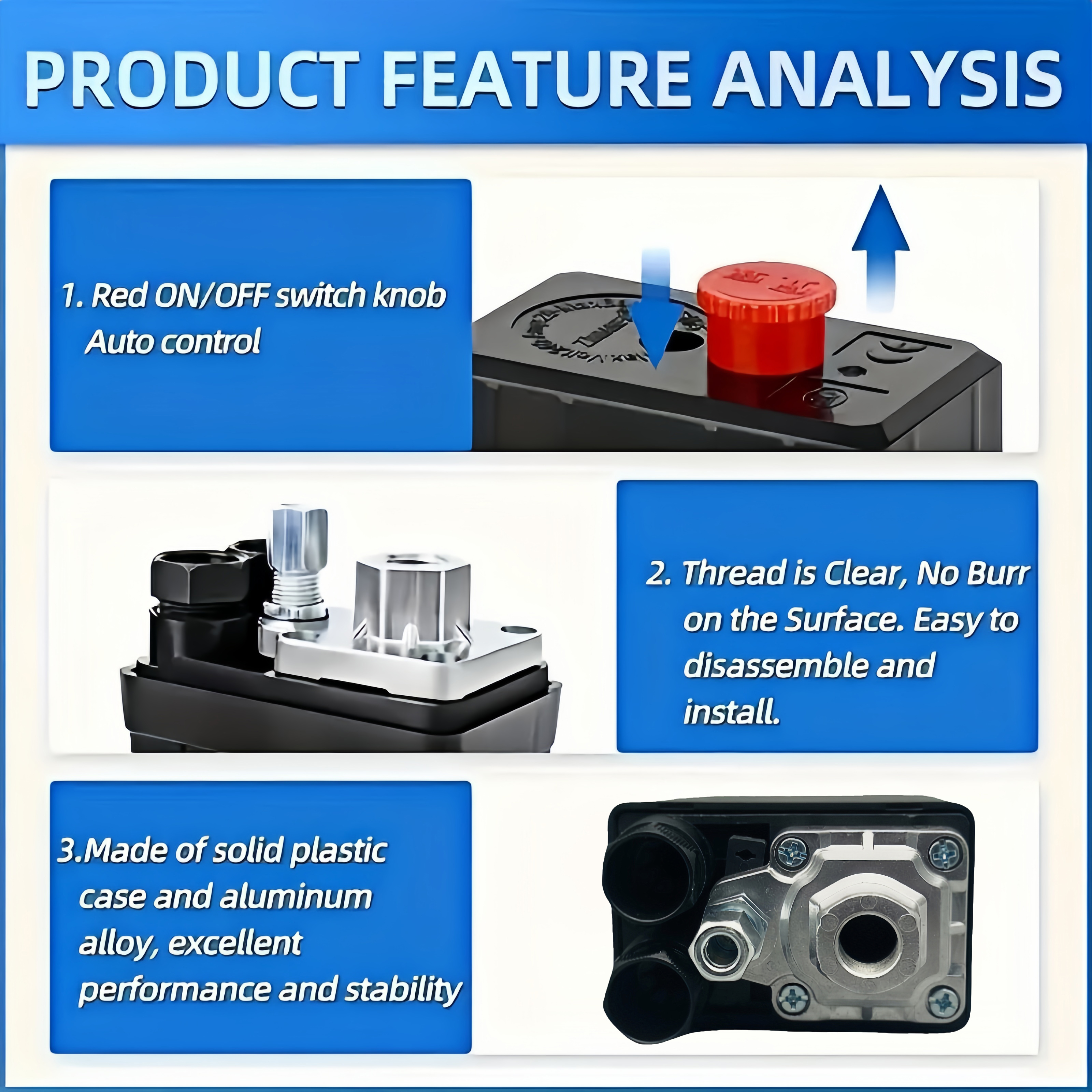 Air Compressor Pressure Switch 90-120psi Automatic air pressure switch Electric Air Compressors Tool Accessory