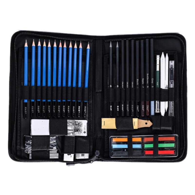 Schets Potlood Schilderen Tool Set Draagbare Professionele 48 Pcs Student Graffiti Briefpapier Schets Potlood Set Kunstenaar Art Supplies: Default Title