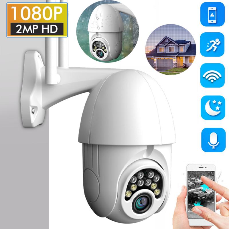 1Pc 10 Led Full-Color Nacht 1080P 2MP Ptz Draadloze Wifi Ip Camera Outdoor Waterdichte 200W Pixel Wall Mount Camera