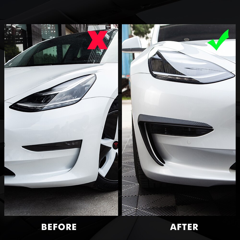 Front Blade Trim Voor Tesla Model 3 Abs Koolstofvezel Auto Styling Decor Modificatie Mistlicht Spoiler Light Blade -2022