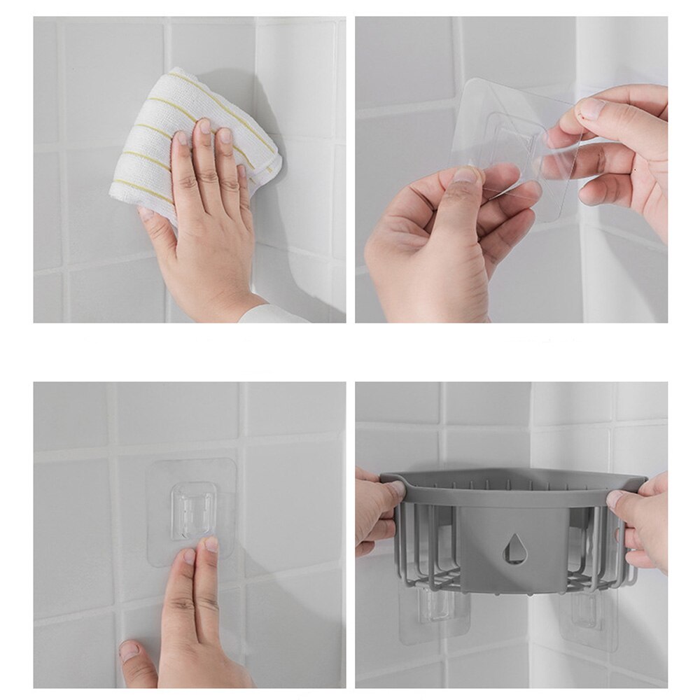 Étagère de salle de bain en plastique, organisateur d&#39;angle Snap-Up, caddie d&#39;angle de salle de bain, rangement de douche, support mural, porte-shampoing