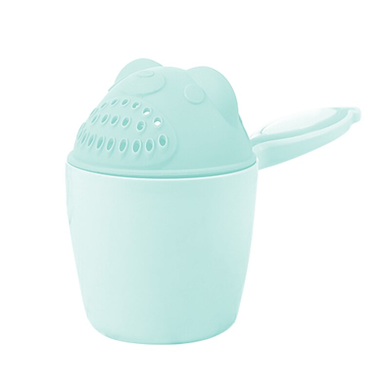Bonitos gorros de baño de dibujos para bebé, taza de champú para niños, cucharas de baño para Baby Shower, taza de pelo para lavado de niños, herramienta de baño para niños: Verde claro
