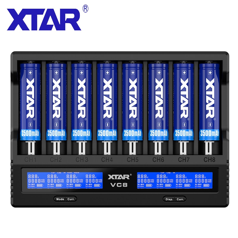 Xtar VC8 Batterij Oplader Lcd Display Xtar Charger VC8 = VC4 + VC4S QC3.0 Snel Opladen 26650 21700 20700 18650 Batterij