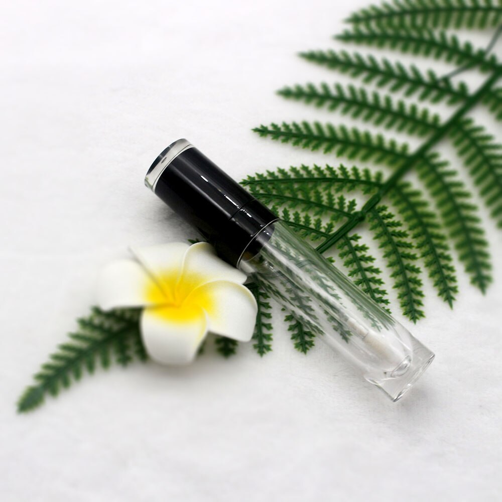 8ml plastik tykvæggede klar cylindrisk lipgloss tom tube kosmetisk pink lipgloss stick emballagebeholder: Sort