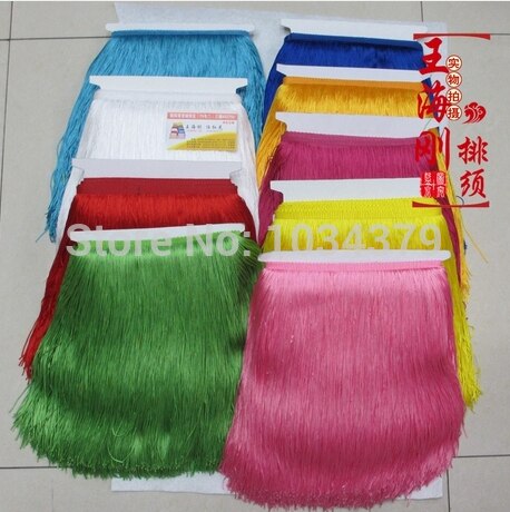 12 kleuren 30 cm Breedte Polyester 10 Yards Latin Dance Apparel Dunne Lijn Fringe Lace Versieringen Rayon DIY Handleiding Accessoires