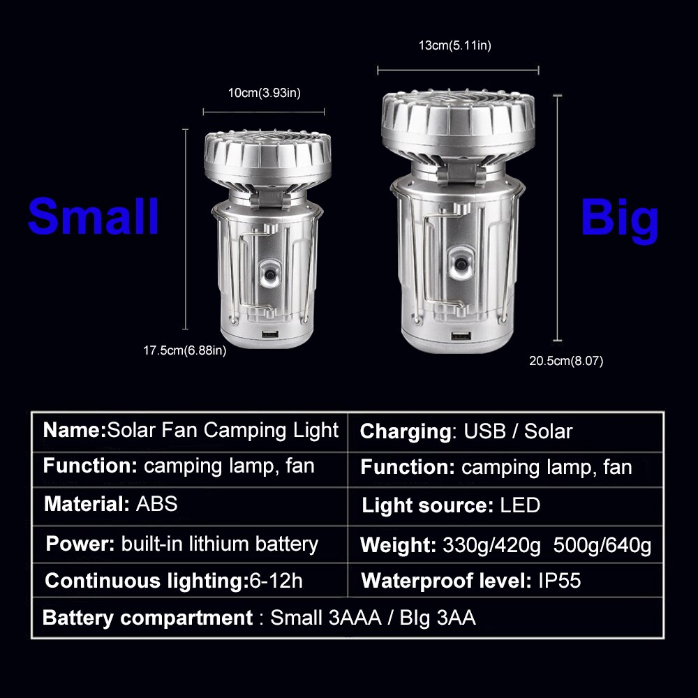 Campinglamp, draagbare ventilator, lamp op zonne-energie, krachtige zaklamp voor vissen, kampeeruitrusting, powerbank, buitenlamp op zonne-energie