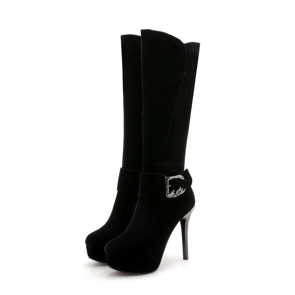 QZYERAI, nueva otoño , botas sobre las rodillas con tacón alto para mujer, botas termales de terciopelo para mujer, cremalleras, zapatos de mujer a la , talla 34-42: 10
