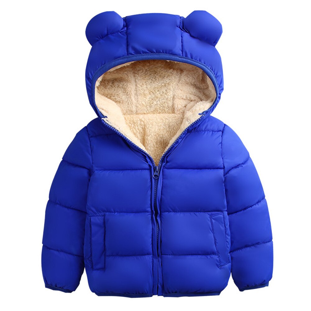 Baby Winter Jas Kids Casual Solid 3D Beer Oor Hooded Donsjack Overalls Sneeuw Warme Kleding Voor Jongens Meisjes