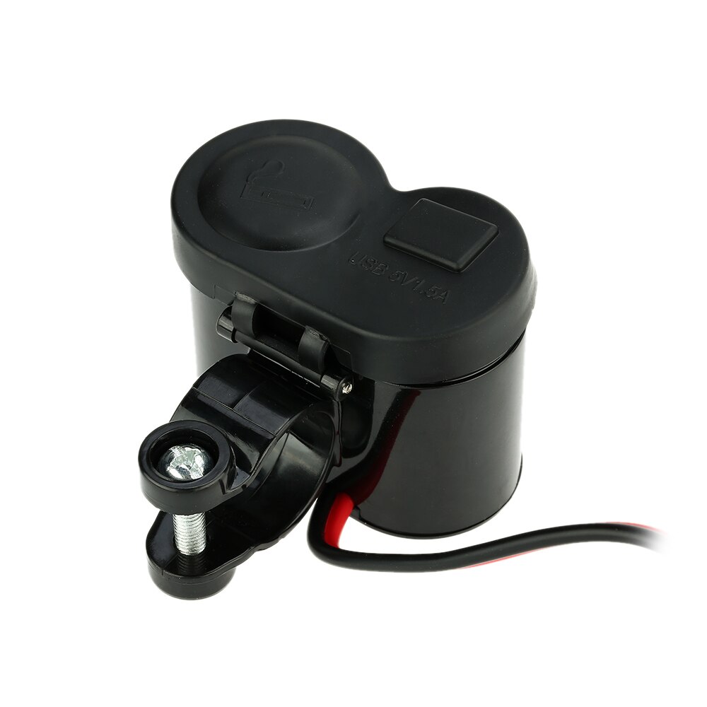 Motorcycle Accessory DIY 5V/1.5A USB Socket with Blue LED Indicator + Cigarette Lighter Power Socket with ON/OFF Switch 12V
