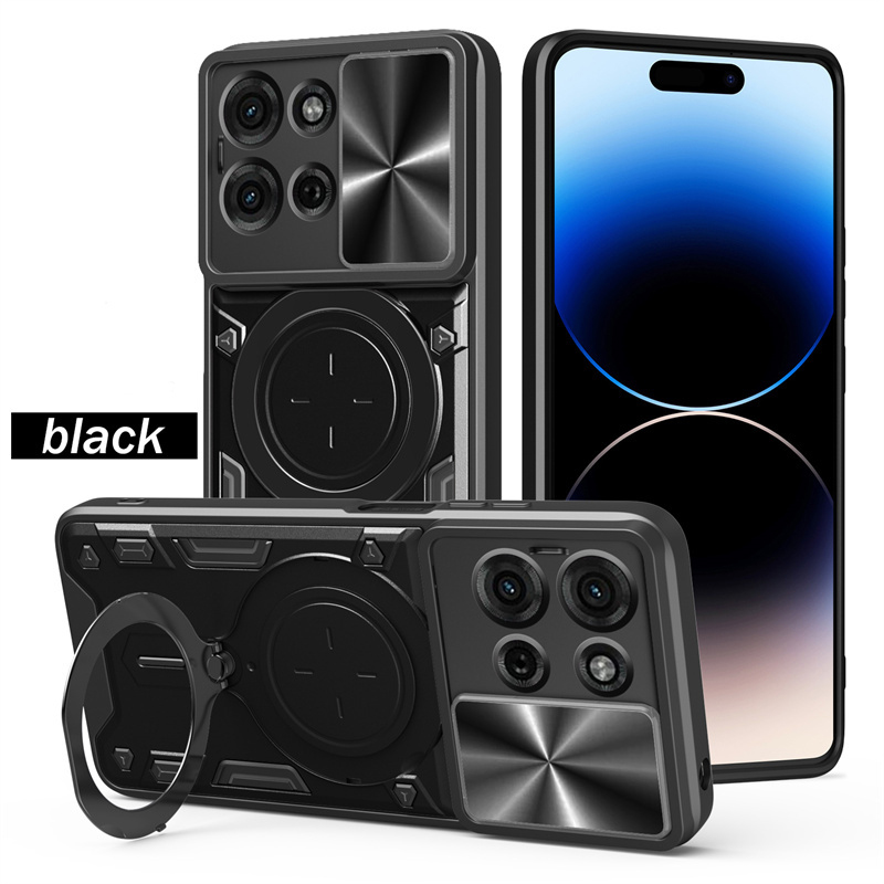 Armor Slide Lens Protection Back Cover For Motorola Moto G85 G75 G55 G35 5G Case Car Magnetic Ring Stand Shockproof Phone Cases: Beige / For OnePlus 8 5G (T-Mobile)