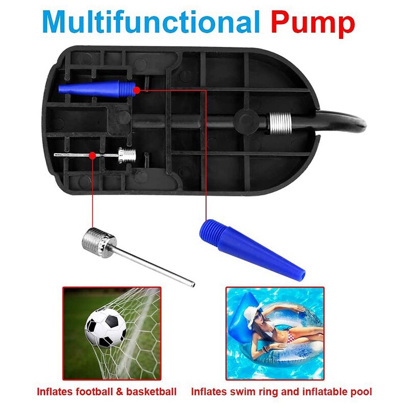 Fahrrad Fuß Pumpe mit Manometer Universal- Presta und Schrader Ventil Mini Fahrrad Reifen Luftpumpe mit Gas Ball Nadel, blau