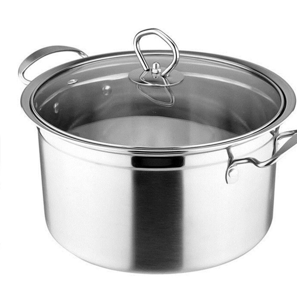 1Pc Induction Cooker Gas Cooker Universal Pot Soup Pot Bottom Stainless Steel Anti - Overflow Anti - Stick Pot(Silver)
