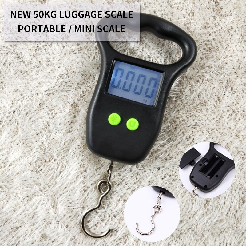 50kg/110lb Digital Fish Scale Electronic Scale Portable Express Luggage Weight Hanging Scale with 1m Measuring Tape: Type 4 no battery