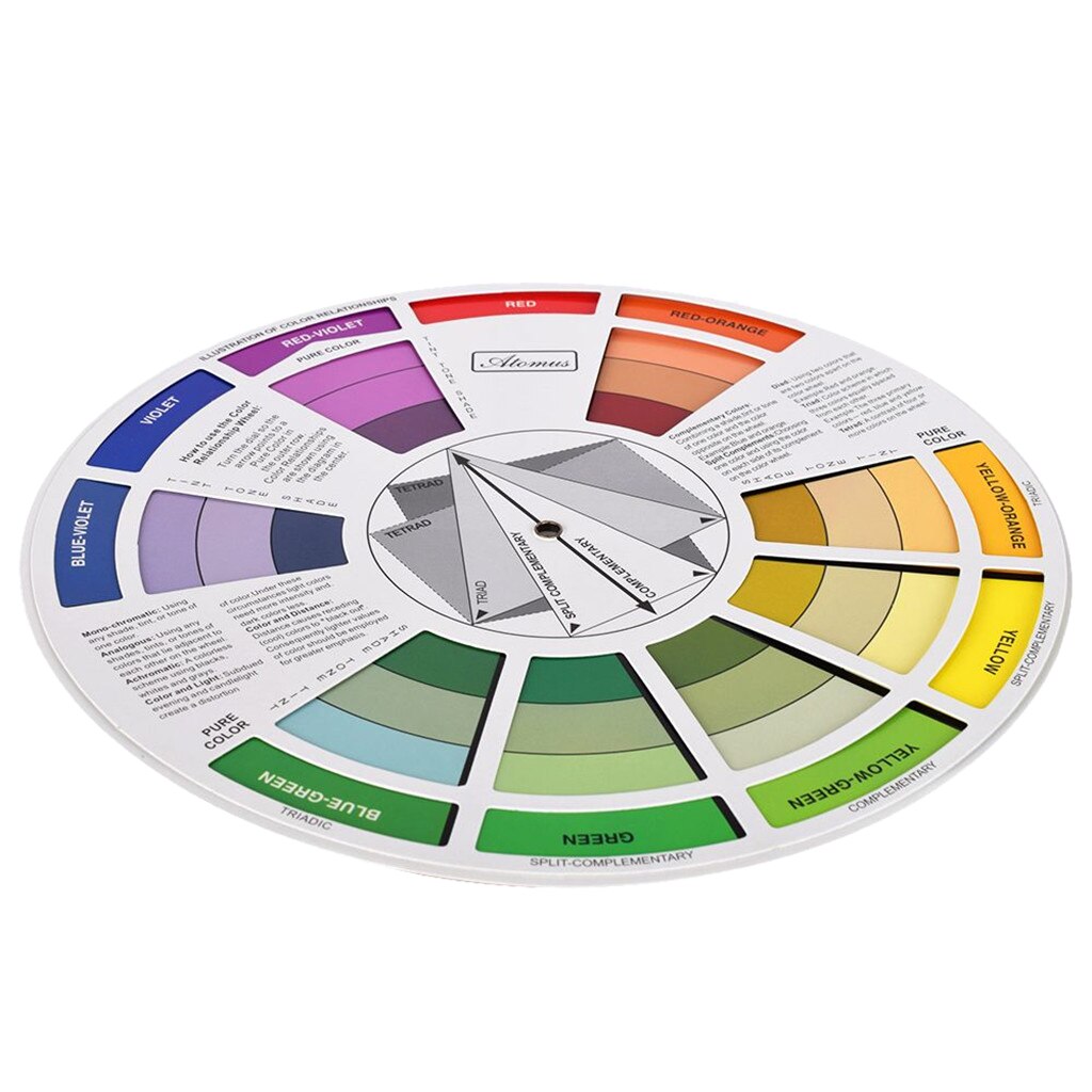 Guía para colorear a juego, tabla para mezclar colores en las ruedas, tarjeta de papel, de tres niveles para herramienta de mezcla de 9,25 pulgadas