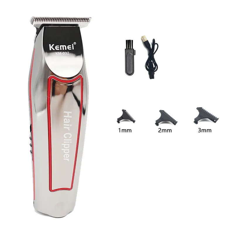 Kemei KM-032 Macchina per tagliare i capelli professionale toelettatura rifinitore per uomo Finitura Taglio di capelli senza fili clipper Rasoio elettrico Barba: nero