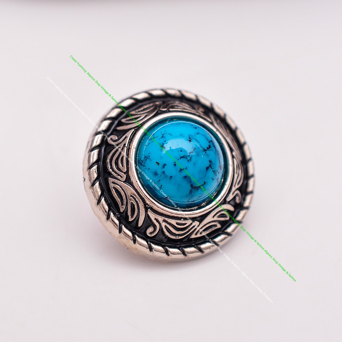 Gör-det-själv läderhantverk turkos sten vintage silvermönster snidad skruvnit nit plånbok dekorationsknappsats 20mm 10 st/lot: Himmelsblå