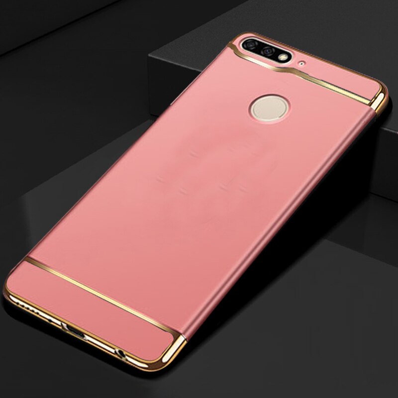 Funda de lujo para Huawei Honor 7c Pro funda de protección de 360 grados funda dura para teléfono 3 en 1 funda en funda Honor7c 7 C AUM-L41: 7c pro (5.99 inch) / rose gold