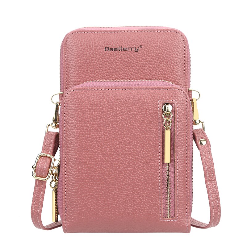 Crossbody mobiltelefon skulderveske mobiltelefon veske daglig bruk kortholder mini sommer skulderveske for kvinner lommebok: Mørk rosa