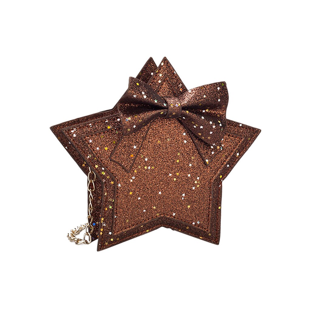 Bonito dos miúdos das crianças meninas mini bowknot crossbody sacos bolsas macias bolsa estrela lantejoulas bling coin purse presente de natal: Café