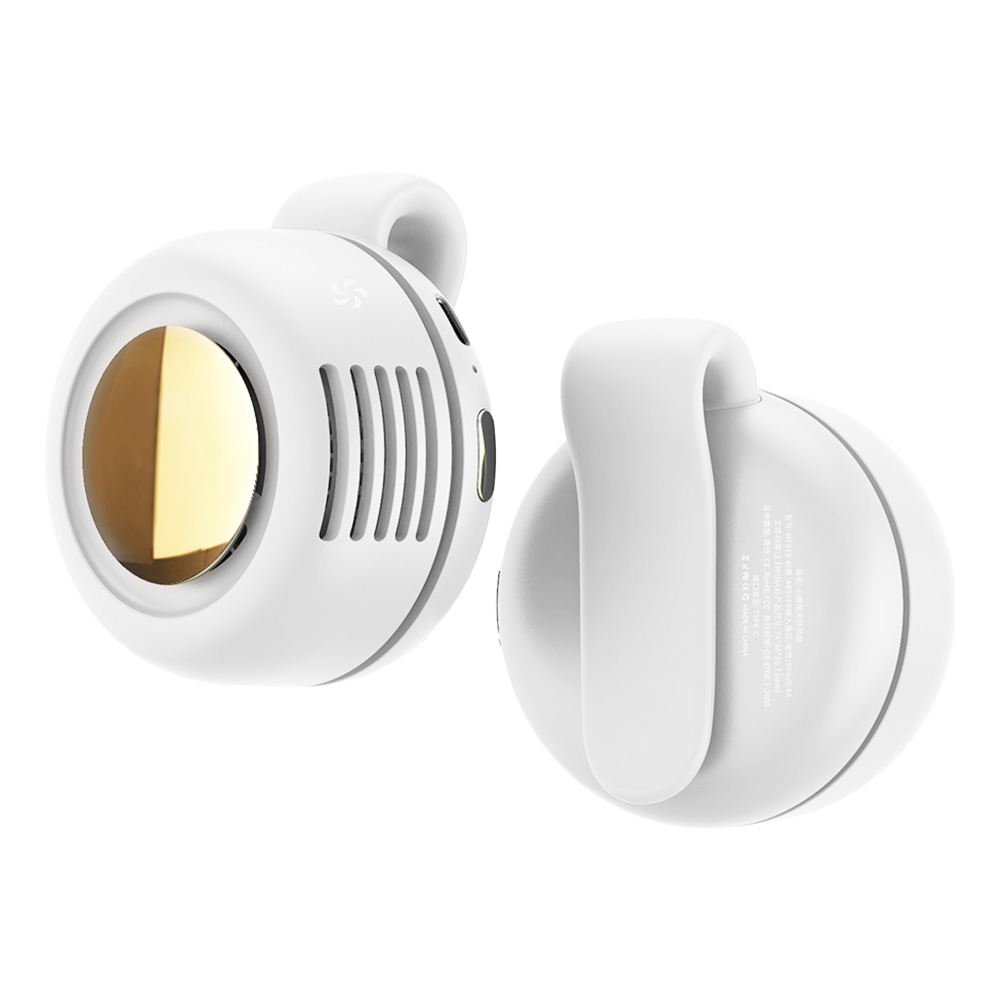 Hengende klips-type små vifter 900 mah usb bærbar mini liten elektrisk vifte bærbar stasjonær håndholdt vifte utendørs kjølevifte: Hvit