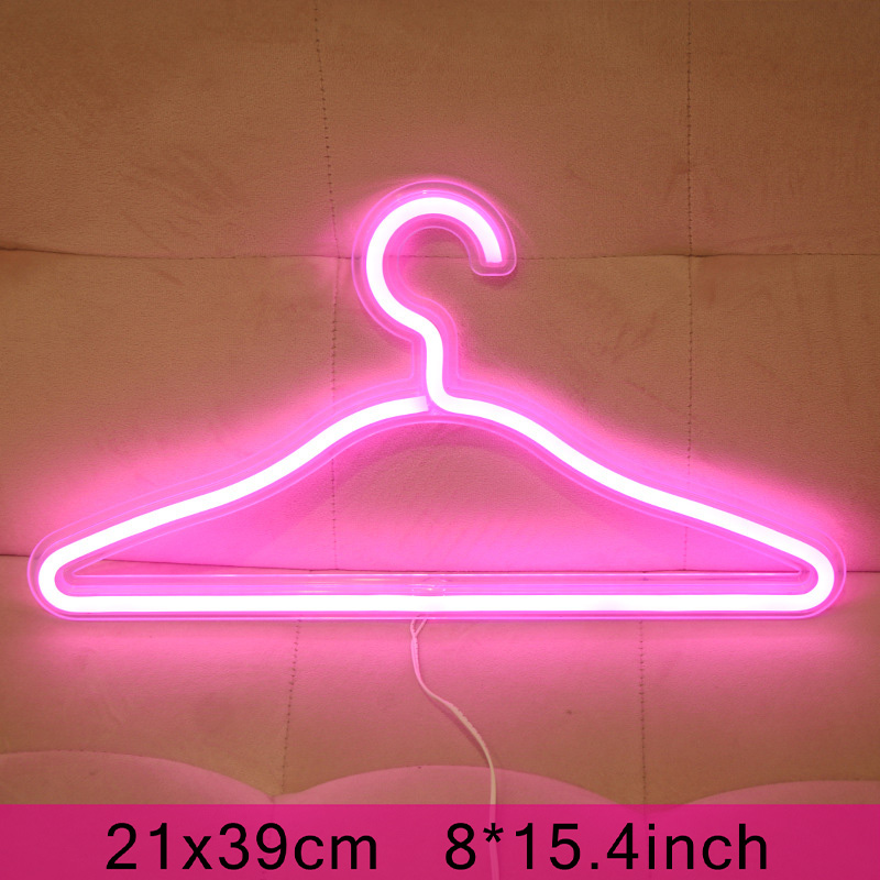 Led hanger forma luz de néon quarto casa festa decoração do casamento lâmpada de néon para o natal holliday grils presente néon luz da noite: Hanger-Pink