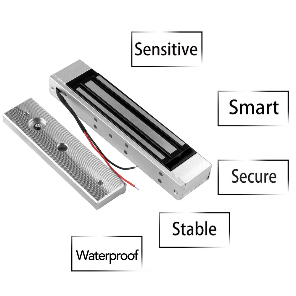 180kg elektromagnetisk lås  dc12v elektrisk magnetisk lås 350 lbs holdekraft elektroniske enkeltdørlåser vanntett utendørs