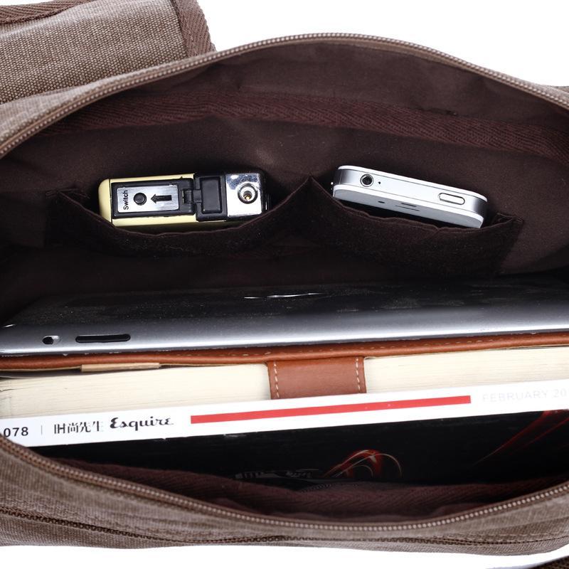 Lærredstaske håndtaske kvinder skrå skoletasker messenger taske skuldertaske mere robust og holdbar  mm26