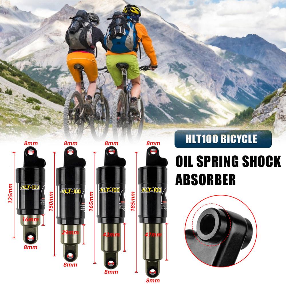 Hlt100 amortecedor traseiro da bicicleta 125mm/150mm/165mm/185mm 750/850/1000lbs choque mola de óleo para mtb mountain bike acessórios