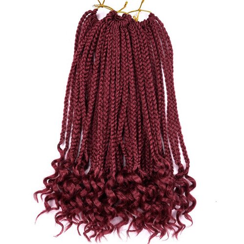 Silike 12&quot; 24 strands Loose End Box Braids High Temperature Fiber Synthetic Crotchet Braid Hair Extensions For Black Women: #Burgundy / 3Pcs/Lot