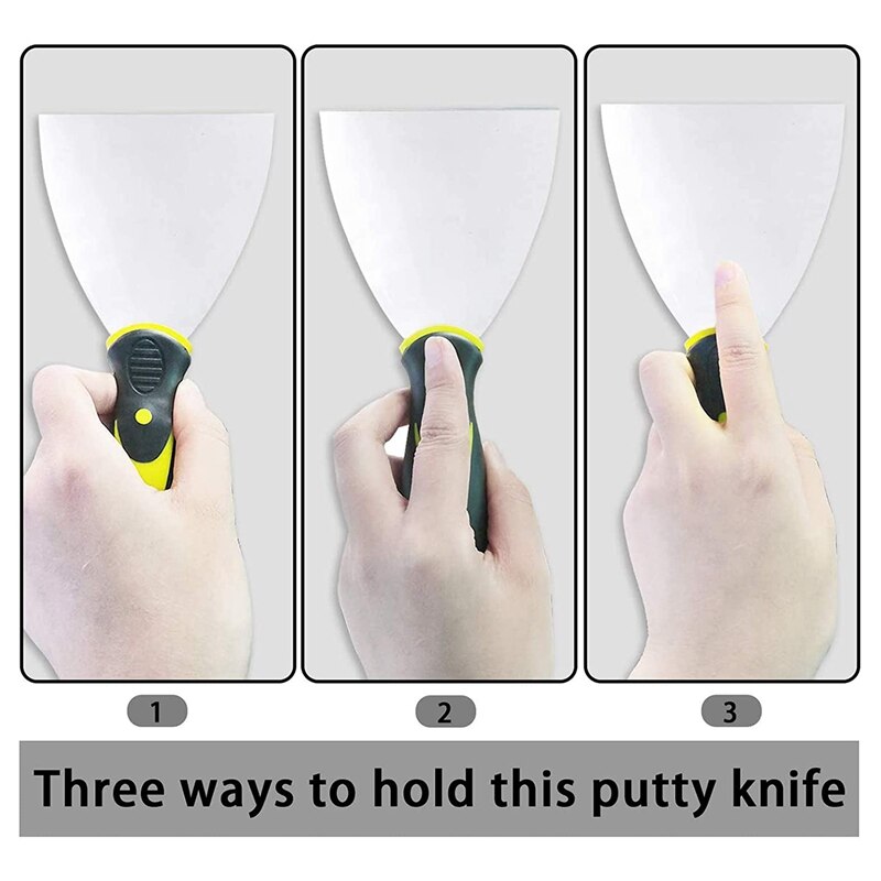 HLZS-6Pcs Putty Knife Set Stainless Steel Spatula Spackle Knife Rustproof Putty Knife Spatula for Scraping Walls