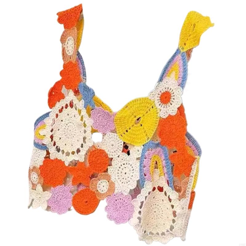 49me iøjnefaldende hæklede strikkede ærmeløse veste ærmeløs crop top camisole perfekt til afslappet brug og strand, rejser og fester
