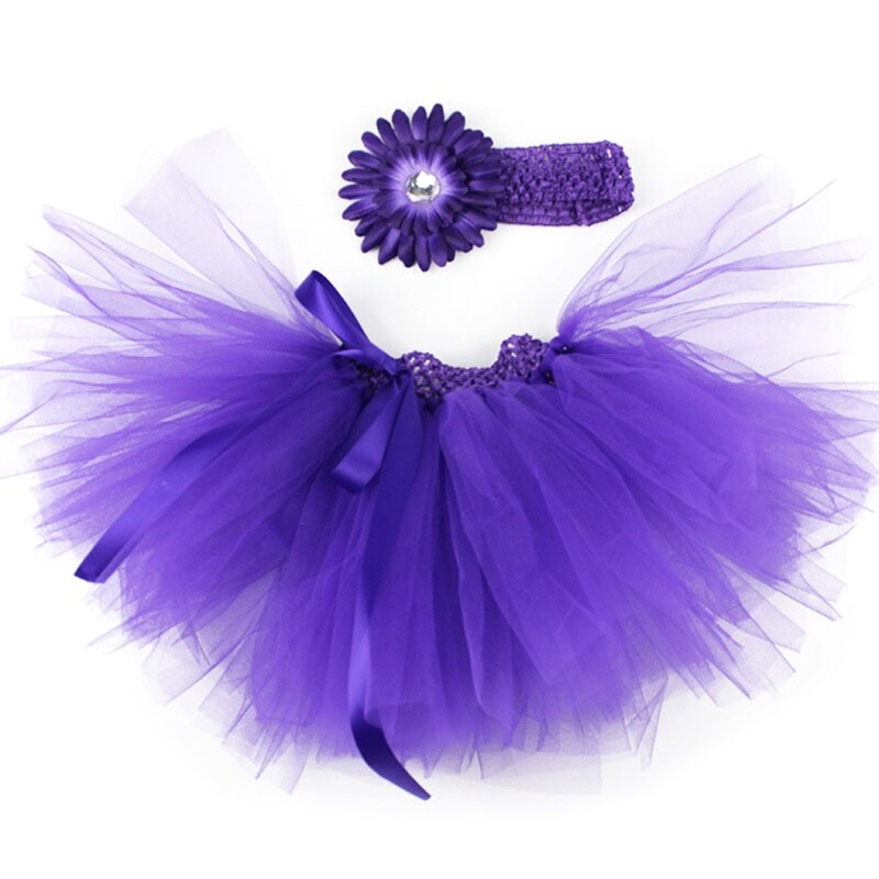 3 Pcs Baby Zuigelingen Mesh Tutu Rok Riem Bloem Hoofdband Set Fotografie Props: Paars