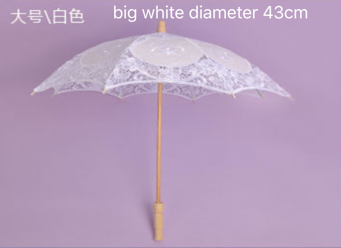 Weißer Spitzen-Regenschirm für Hochzeit, Braut, Restonic, weißer Holzgriff, kreatives Handwerk, Regenschirm, Regen, Frauen, Schießen, Requisiten, verheiratet,: Weiß