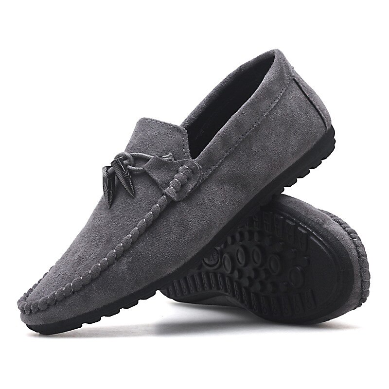 Män fritidsskor män skor mocka man loafers mockasiner hombre slip on herr lägenheter loafers manskor skor vuxen: Grå / 9.5