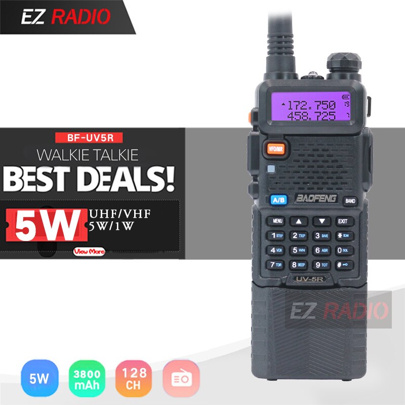 Upgrade 8W Baofeng UV-5R 3800mAh Walkie Talkie 10 KM Tri Power Dual Band Boafeng UV 5R Ham Radio UHF VHF UV5R UV-82 UV 9R Plus: 5W 3800mAh