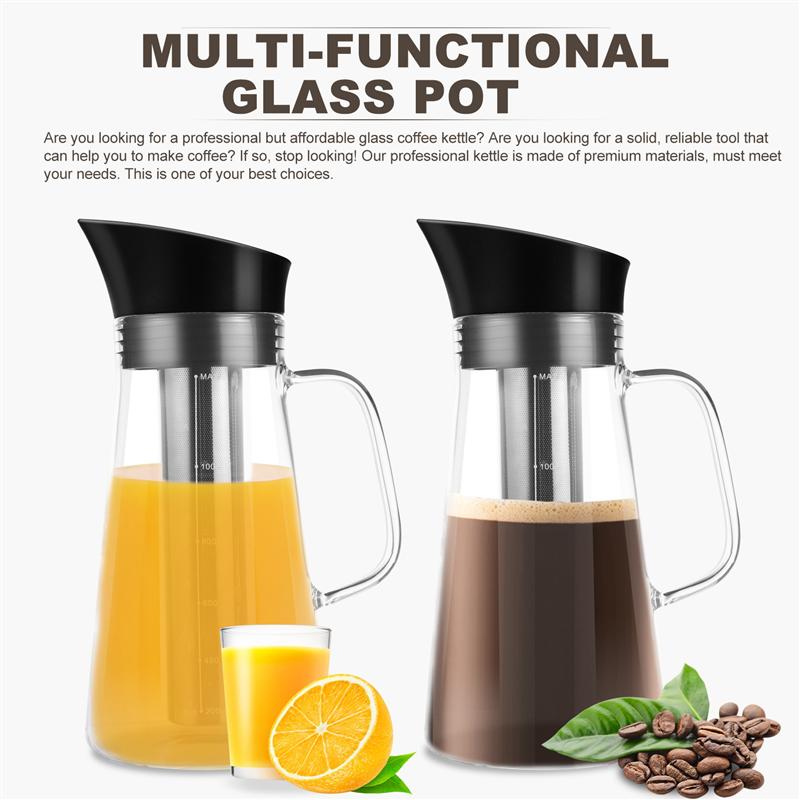 Kitchen Cold Brew Coffee Pot Large Capacity Water Jug Glass Coffee Pot With Filter