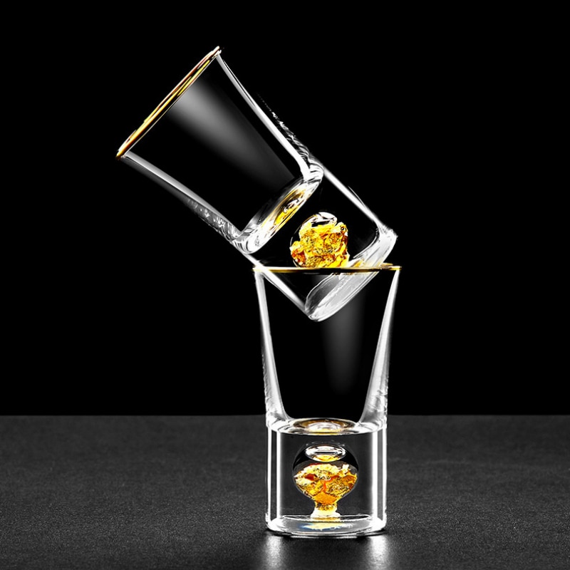 24k gullfolie krystallbrennevin brennevin glassbar høy grad gylden skyld vodka små skudd vinglass kopp vasos de cristal