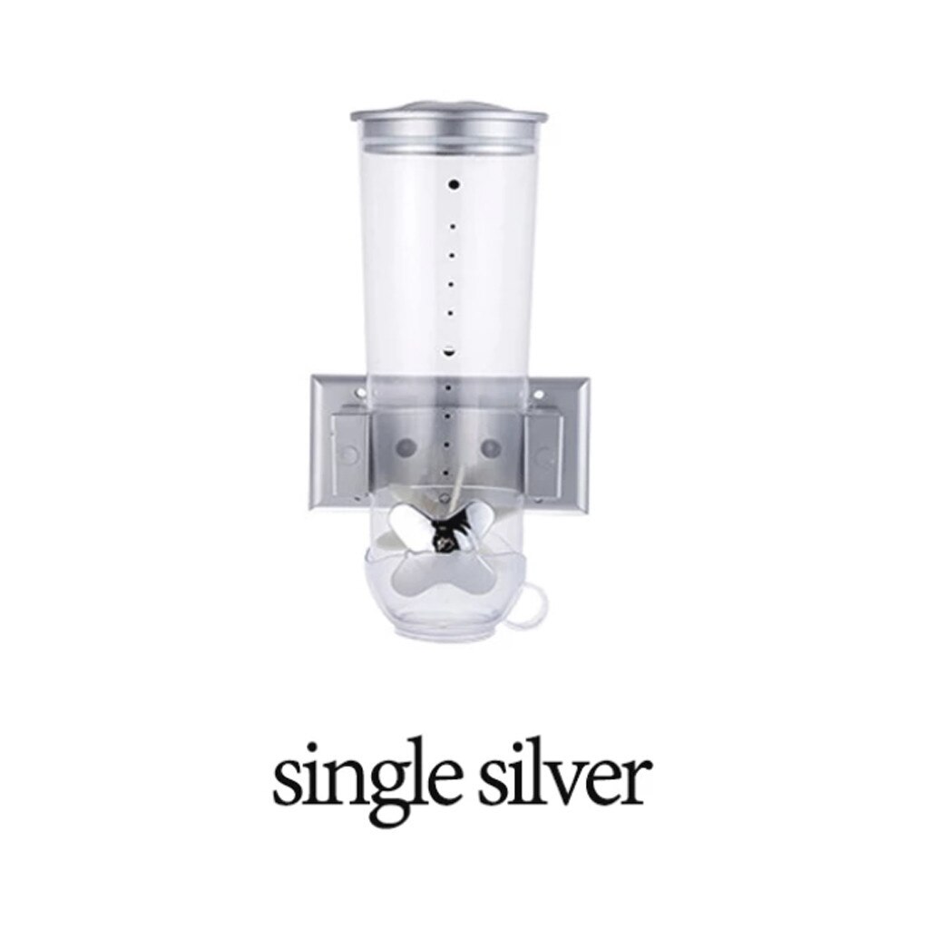 Cereal Dispenser Double Single Dry Food Snack Grain Canister Plastic Storage Container Wall Hanging Home Organizer Tanks: Gray