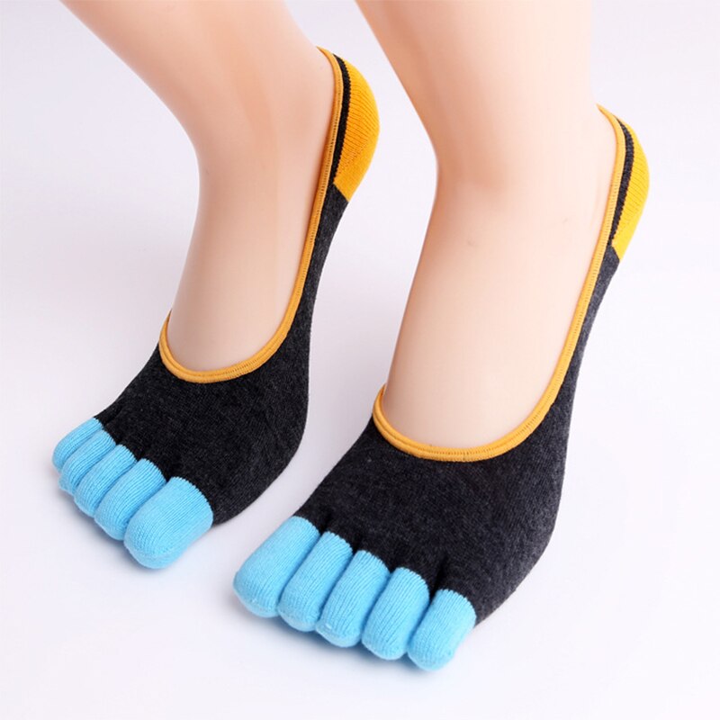2 par sommer tynde fem-finger sportsokker herre bomuld low cut usynlige sokker mand casual fem-finger ankelstrømper