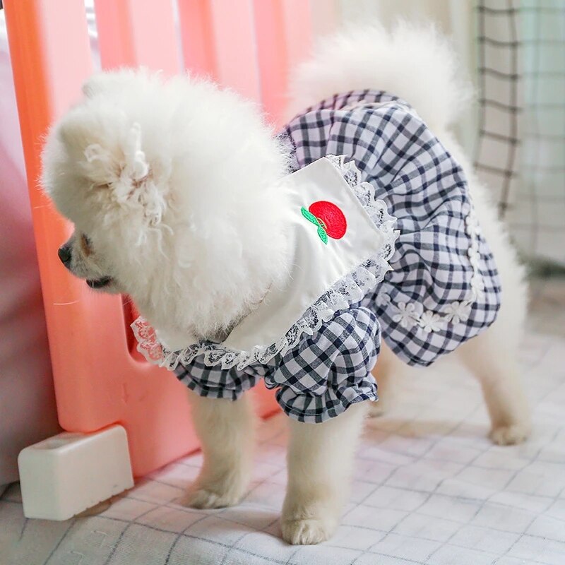 Hond Kleding Puppy Hond Teddy Schnauzer Pommeren Chihuahua Bichon Hond Schattig Huisdier Kleding Casual En Comfortabele Rode Apple Rok