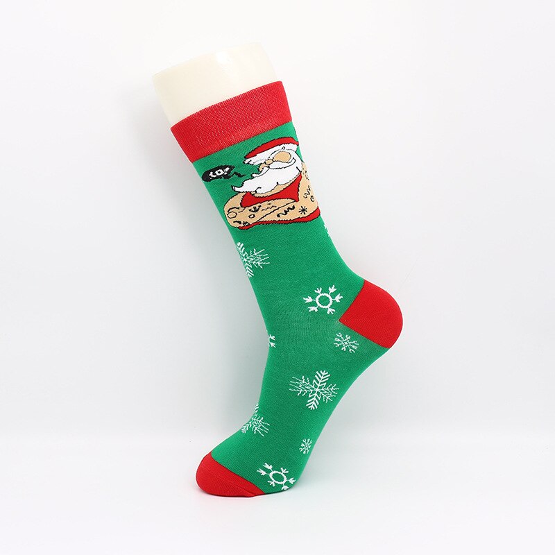 PEONFLY Funny Christmas Tree Snow Happy Socks Men Autumn Winter Harajuku Calcetines Santa Claus Christmas Socks: 6 / EUR39-46