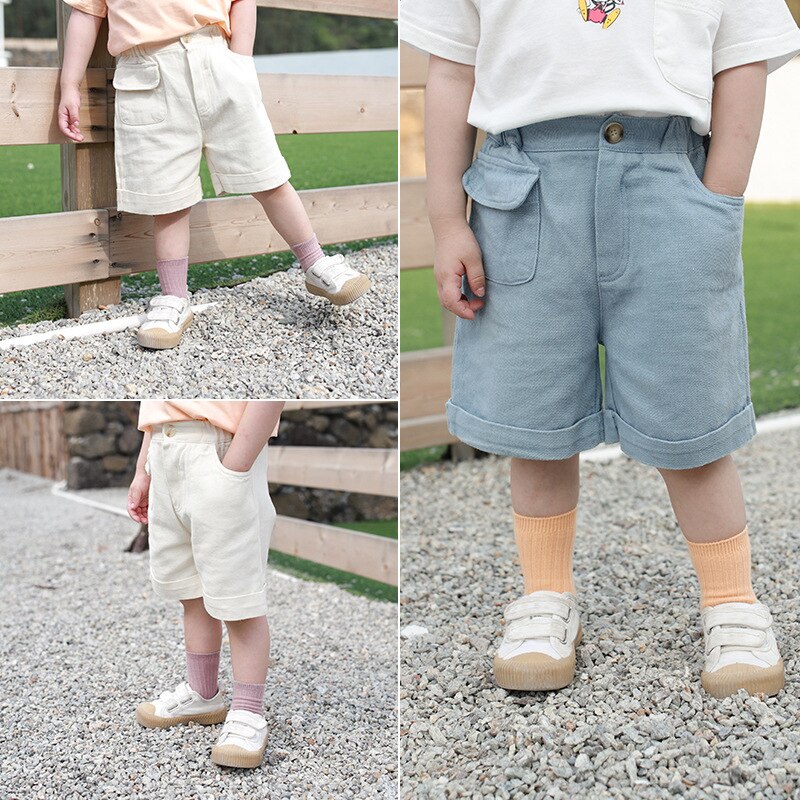 Baby drenge shorts sommer fritid knælange bukser til drenge 2 3 4 5 6 7 år småbørn børn bukser lomme baby dreng shorts