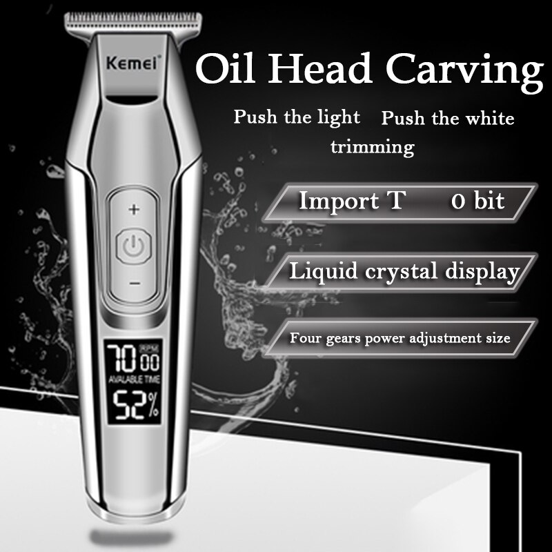 Kemei 5027 Large Capacity Battery Barber Hair Trimmer Oil Head Carving Electric Hair clipper LCD Haircut Machine