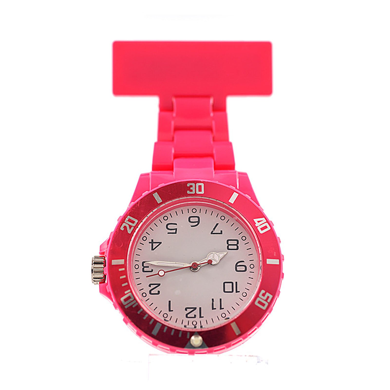 Broche colgante de cuarzo para enfermera, esfera redonda luminosa, reloj de bolsillo, , novedad: Rojo
