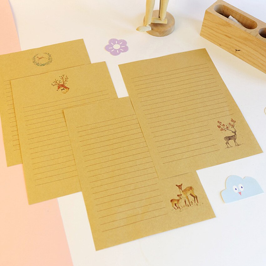 10 paquets/lot belle wapiti vintage style chinois dessin animé Animal kraft papier lettre Message carte lettre stationnaire