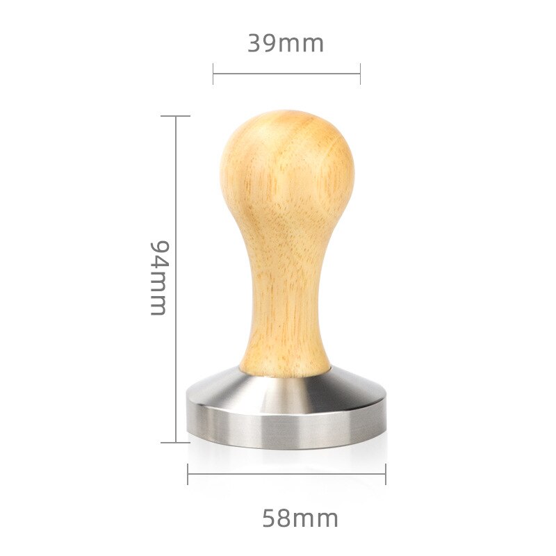 Solid wood powder press espresso coffee stuffer oak 304 stainless steel hammer for kitchen gadgets and accessories small tools: 58mm