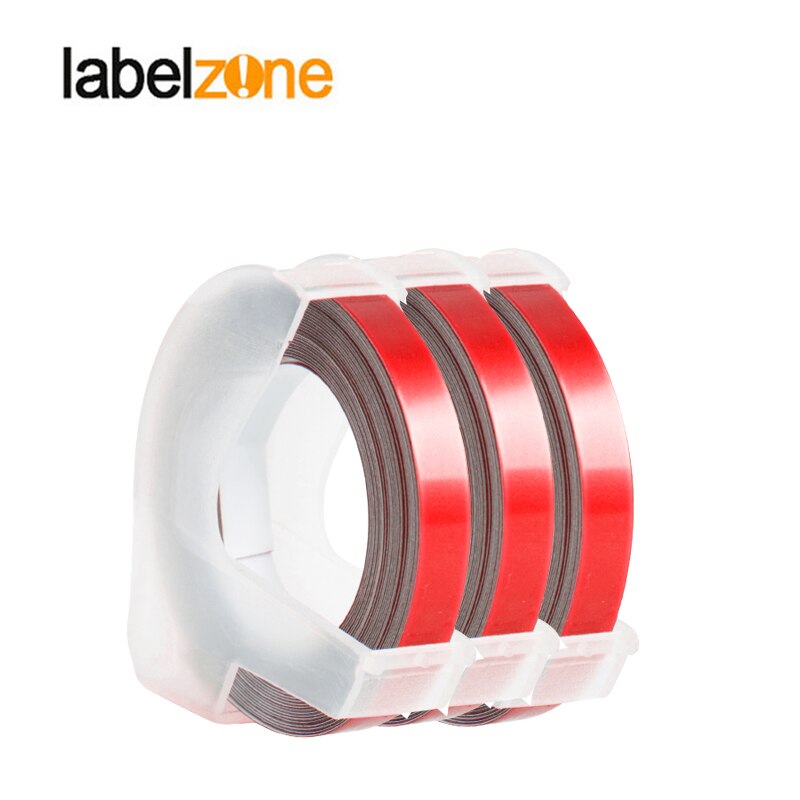 Dymo – rouleau de ruban d'étiquettes pour Motex E101, 6mm, noir, pour gaufrage, Machine manuelle, pour étiqueteurs, 3 pièces: RED