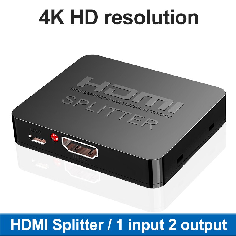 HDCP 4K 3D Splitter Full HD 1080p Video Switch Switcher 1X2: Black
