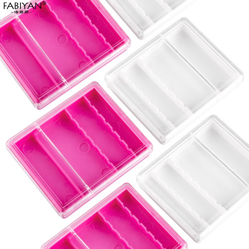 6 skrog spiker Kunst akryl bore-bit oppbevaringsboks arrangør manikyr utstilling containerholder stativ vise hvit rosa verktøy