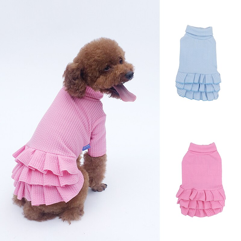 Efterår vinterkjole til hundetøj blød bomuld kæledyrstøj kat sweater hvalp t-shirts hunde kjoler kæledyrsforsyning xs-l